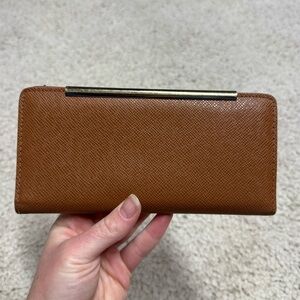 Ivanka Trump Brown Textured Wallet with Metal Accent